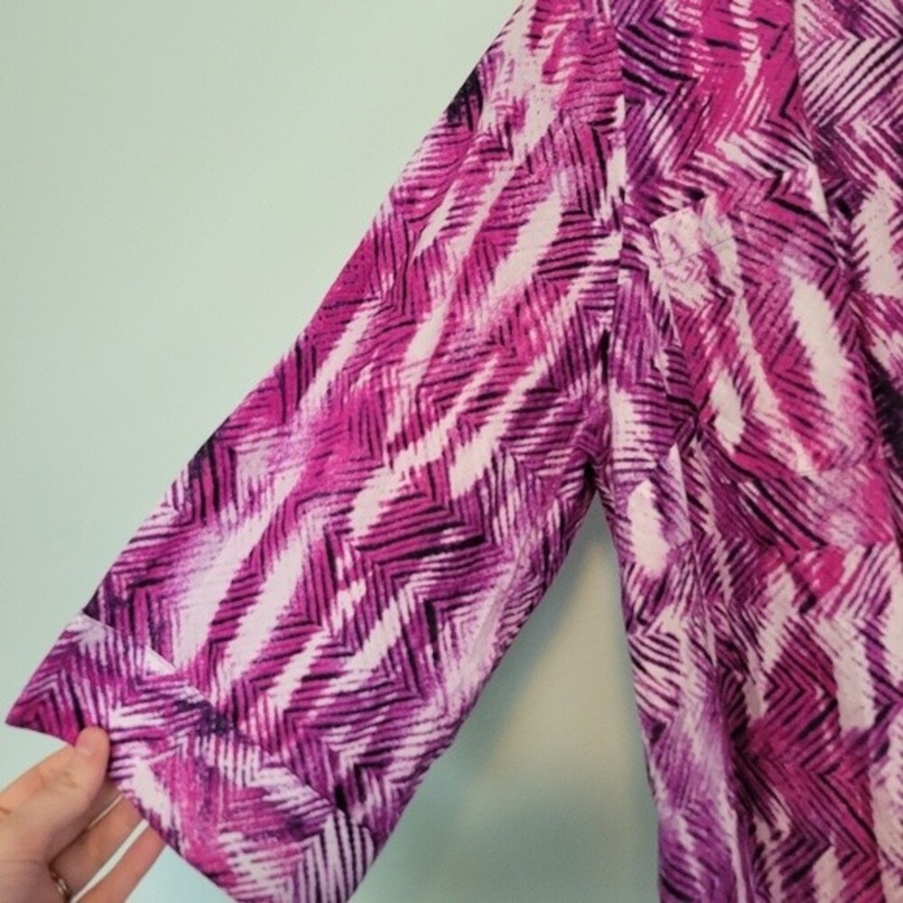 Catherines Purple Patterned Button Up Blouse Size… - image 3
